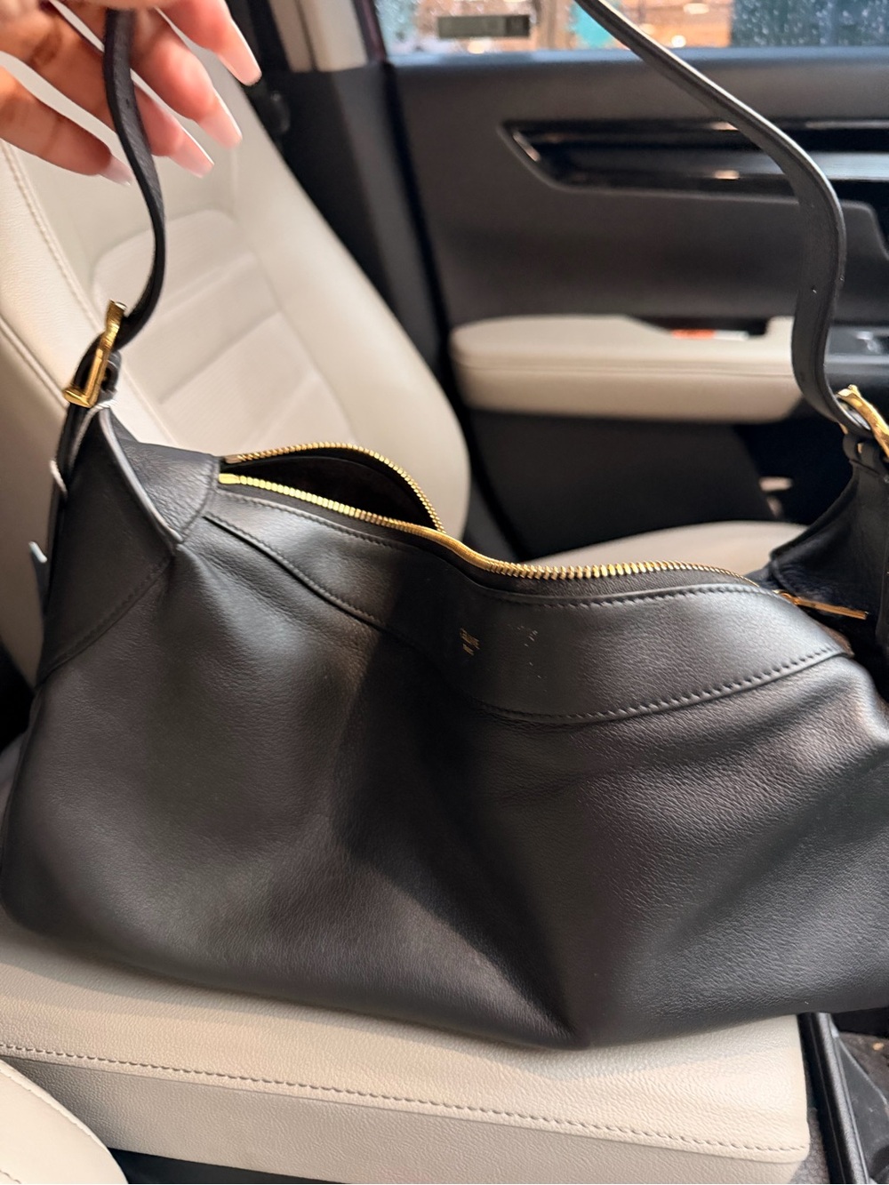 Large ROMY Celine Black Leather Shoulder Hobo with Gold Hardware - Picture 7 of 15